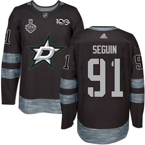 Men Adidas Dallas Stars #91 Tyler Seguin Black 1917-2017 100th Anniversary 2020 Stanley Cup Final Stitched NHL Jersey